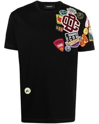 T-shirt girocollo ricamata nera di DSQUARED2