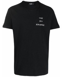 T-shirt girocollo ricamata nera di DSQUARED2