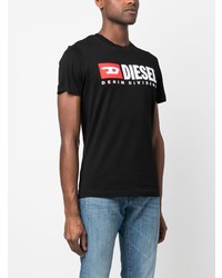 T-shirt girocollo ricamata nera di Diesel