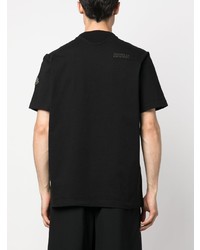 T-shirt girocollo ricamata nera di Moncler