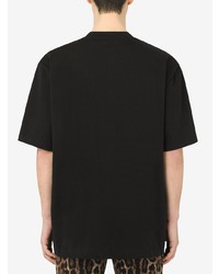 T-shirt girocollo ricamata nera di Dolce & Gabbana