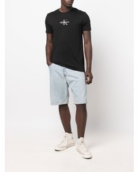 T-shirt girocollo ricamata nera di Calvin Klein Jeans