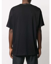 T-shirt girocollo ricamata nera di Raf Simons