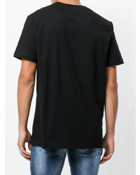 T-shirt girocollo ricamata nera di Pierre Balmain