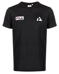T-shirt girocollo ricamata nera di Fila