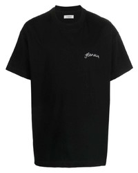 T-shirt girocollo ricamata nera di Flaneur Homme