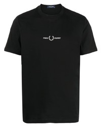 T-shirt girocollo ricamata nera di Fred Perry