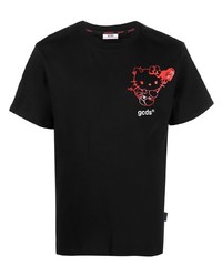 T-shirt girocollo ricamata nera di Gcds
