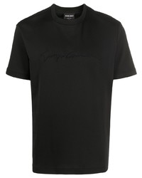 T-shirt girocollo ricamata nera di Giorgio Armani