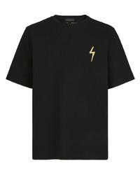 T-shirt girocollo ricamata nera di Giuseppe Zanotti