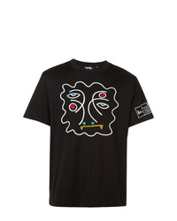 T-shirt girocollo ricamata nera di Haculla