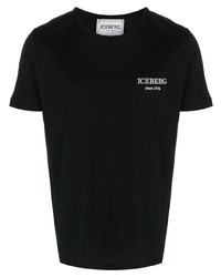 T-shirt girocollo ricamata nera di Iceberg