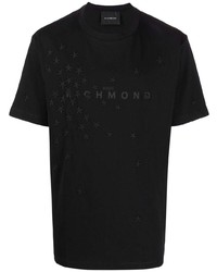 T-shirt girocollo ricamata nera di John Richmond