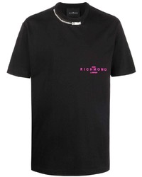 T-shirt girocollo ricamata nera di John Richmond