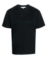 T-shirt girocollo ricamata nera di JW Anderson