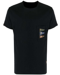 T-shirt girocollo ricamata nera di KAPITAL
