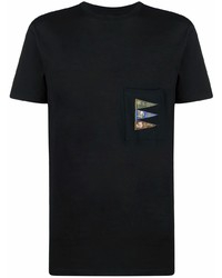 T-shirt girocollo ricamata nera di KAPITAL