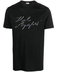 T-shirt girocollo ricamata nera di Karl Lagerfeld