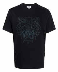 T-shirt girocollo ricamata nera di Kenzo