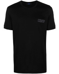 T-shirt girocollo ricamata nera di Kiton