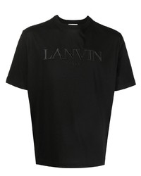 T-shirt girocollo ricamata nera di Lanvin