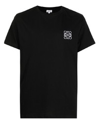 T-shirt girocollo ricamata nera di Loewe