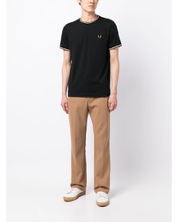 T-shirt girocollo ricamata nera di Fred Perry