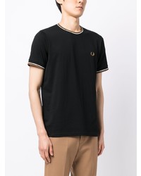 T-shirt girocollo ricamata nera di Fred Perry