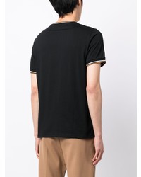 T-shirt girocollo ricamata nera di Fred Perry