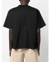T-shirt girocollo ricamata nera di Sacai