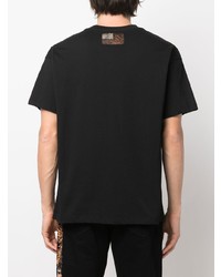 T-shirt girocollo ricamata nera di Roberto Cavalli