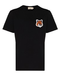 T-shirt girocollo ricamata nera di MAISON KITSUNÉ