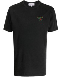 T-shirt girocollo ricamata nera di Maison Labiche