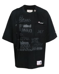 T-shirt girocollo ricamata nera di Maison Mihara Yasuhiro