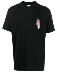 T-shirt girocollo ricamata nera di Marcelo Burlon County of Milan