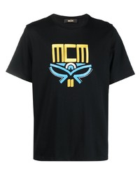T-shirt girocollo ricamata nera di MCM