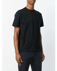 T-shirt girocollo ricamata nera di Prada
