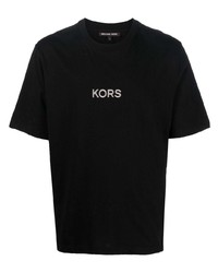 T-shirt girocollo ricamata nera di Michael Kors