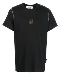 T-shirt girocollo ricamata nera di MSGM