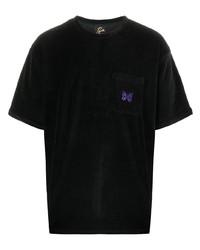 T-shirt girocollo ricamata nera di Needles