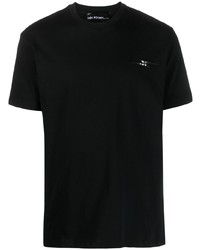 T-shirt girocollo ricamata nera di Neil Barrett