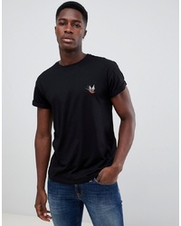 T-shirt girocollo ricamata nera di New Look