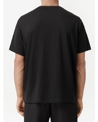 T-shirt girocollo ricamata nera di Burberry