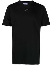 T-shirt girocollo ricamata nera di Off-White
