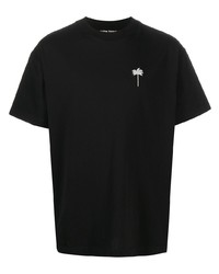 T-shirt girocollo ricamata nera di Palm Angels