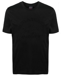 T-shirt girocollo ricamata nera di Paul & Shark