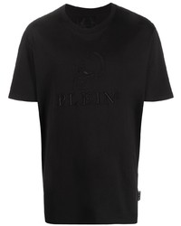 T-shirt girocollo ricamata nera di Philipp Plein