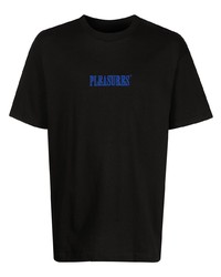 T-shirt girocollo ricamata nera di Pleasures