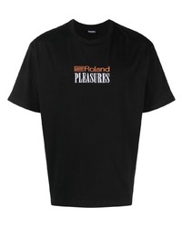 T-shirt girocollo ricamata nera di Pleasures