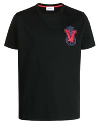 T-shirt girocollo ricamata nera di Ports V